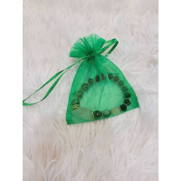 Raw Quartz Crystal Bracelet, Beaded Bracelet, Stretch - Picture 6 of 7